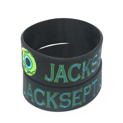 Hot Sale 1PC 1 Inch Ink Filled Logo JACKSEPTICEYE Silicone Wristband Wide Green Eyes Games Bracelet 1 - Jacksepticeye Store